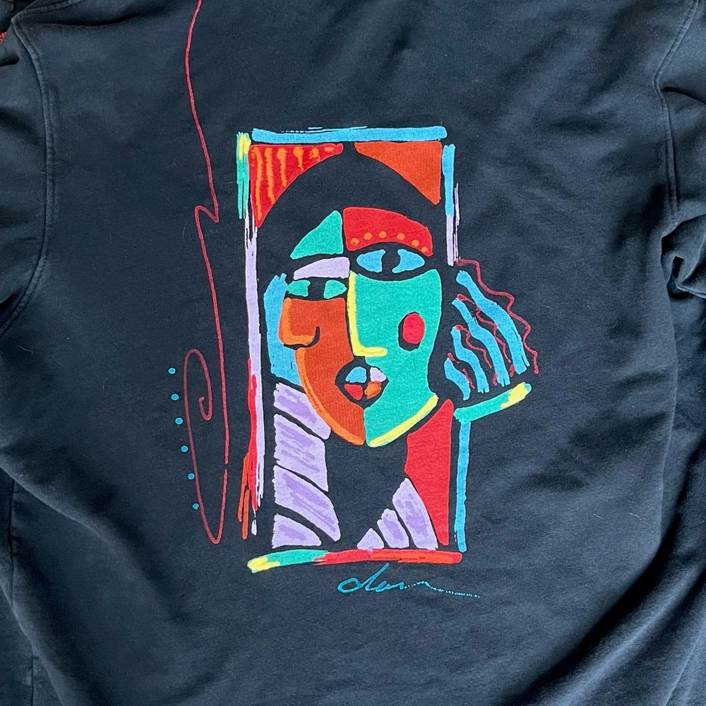Vintage 80’s or 90’s painted sweatshirt jacket. Artistic. Unique.